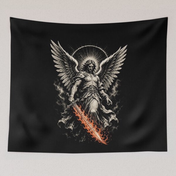 Item preview, Archangel Warrior With Sacred Flaming Fire Sword designed and sold by k3rstman1.