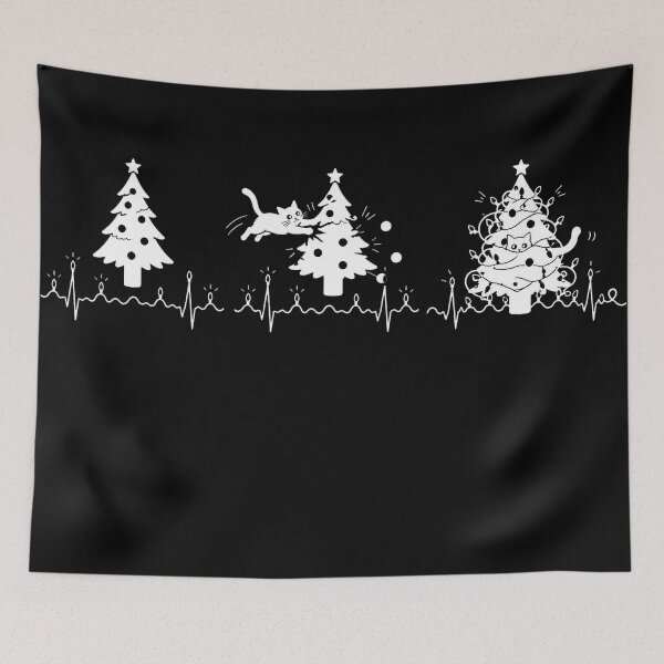 Item preview, ❤️ HEARTBEAT COLLECITON ❤️ - Heartbeat Cat - Interrupted by Christmas Tree - for darker backgrounds designed and sold by WheelieGdArt.