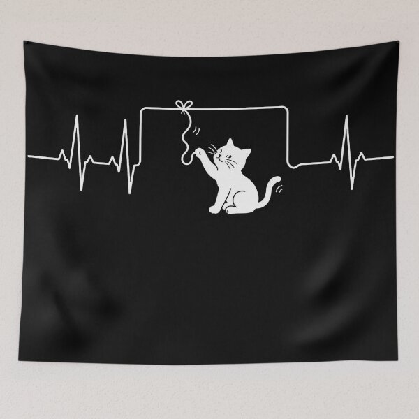 Item preview, ❤️ HEARTBEAT COLLECITON ❤️ - Heartbeat Cat - Interrupted by Dangling String - for darker backgrounds designed and sold by WheelieGdArt.