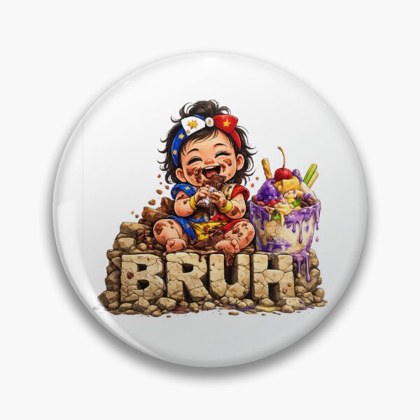 Item preview, "Bruh" Filipino baby eating chocolate! - Pinay kids humor! designed and sold by FlipFlopTeesCo.