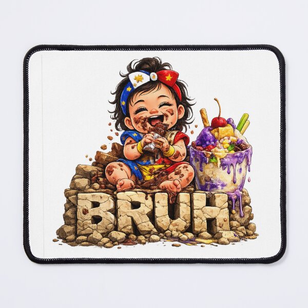 Item preview, "Bruh" Filipino baby eating chocolate! - Pinay kids humor! designed and sold by FlipFlopTeesCo.