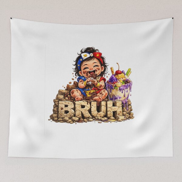 Item preview, "Bruh" Filipino baby eating chocolate! - Pinay kids humor! designed and sold by FlipFlopTeesCo.