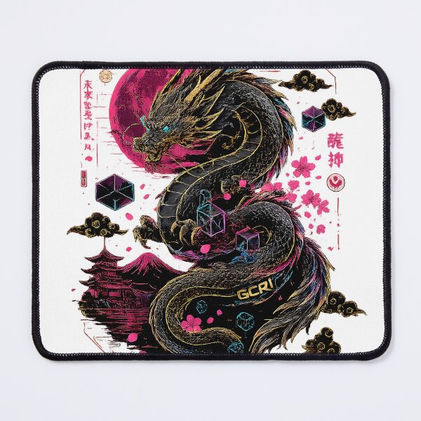 Item preview, GCR1 Shadow Dragon | Japanese Cyber Dragon with Sakura Moon Streetwear Design designed and sold by GCR1.