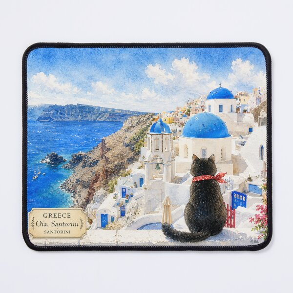 Item preview, Black Cat's Journey: Santorini, Greece designed and sold by lbl-shop.