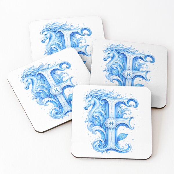 Item preview, Aqua Equus Horse-Pisces Letter F designed and sold by BlissBlvdShop.