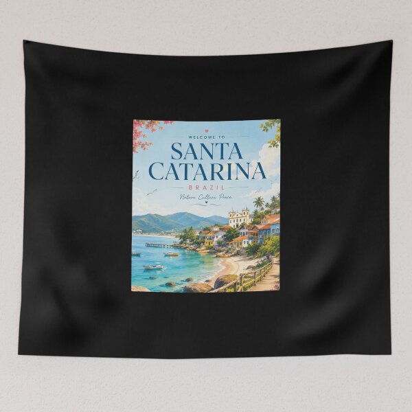 Item preview, Santa Catarina Brazil Travel Poster | Colorful Coastal Wall Art designed and sold by ElartedeNoel.