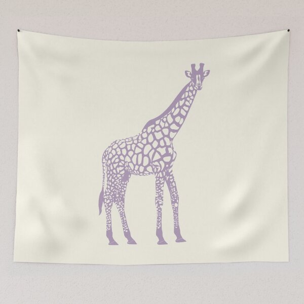 Item preview, Minimal Monochrome Giraffe Line Art Scandinavian Style Animal Illustration Purple designed and sold by Nasdigitalart.