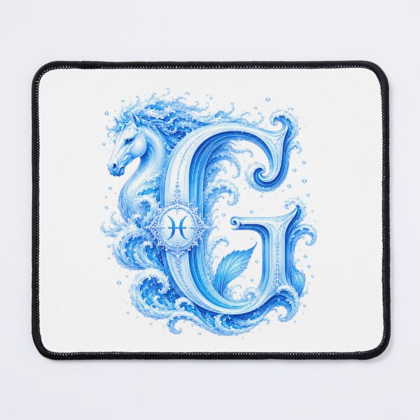 Item preview, Aqua Equus Horse-Pisces Letter G designed and sold by BlissBlvdShop.
