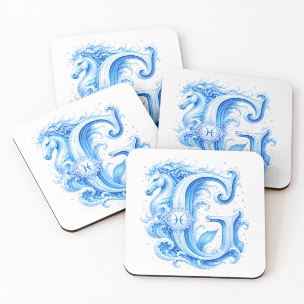 Item preview, Aqua Equus Horse-Pisces Letter G designed and sold by BlissBlvdShop.