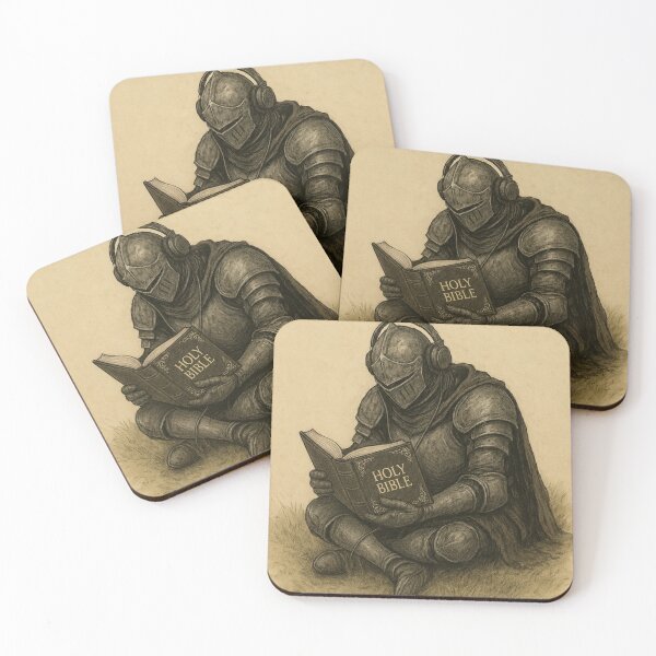 Item preview, Knight Reading the Holy Bible | Christian Faith Vintage Sepia Art designed and sold by Jesus-istheway.