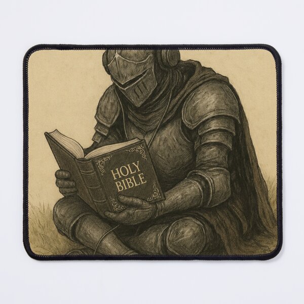 Item preview, Knight Reading the Holy Bible | Christian Faith Vintage Sepia Art designed and sold by Jesus-istheway.