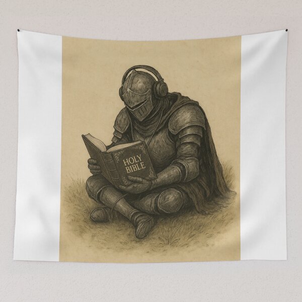 Item preview, Knight Reading the Holy Bible | Christian Faith Vintage Sepia Art designed and sold by Jesus-istheway.
