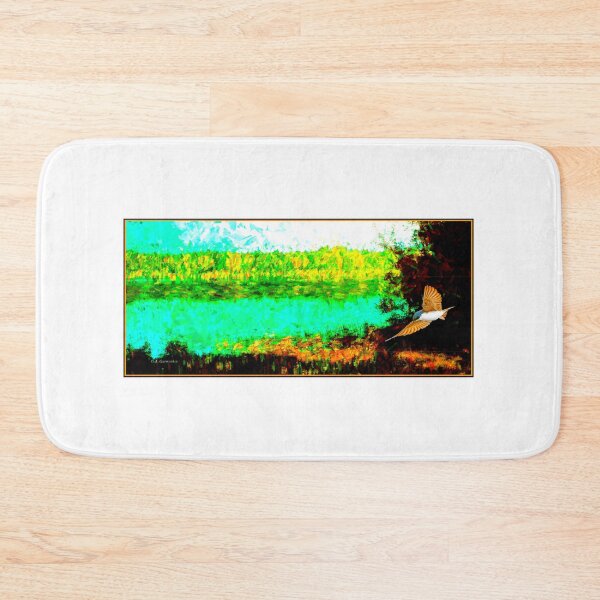 Item preview, Summer Afternoon in the Pennsylvania Pocono Mountains, Brady's Lake, Digital Illustration designed and sold by AMacGPhilly.