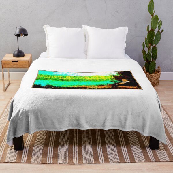Item preview, Summer Afternoon in the Pennsylvania Pocono Mountains, Brady's Lake, Digital Illustration designed and sold by AMacGPhilly.