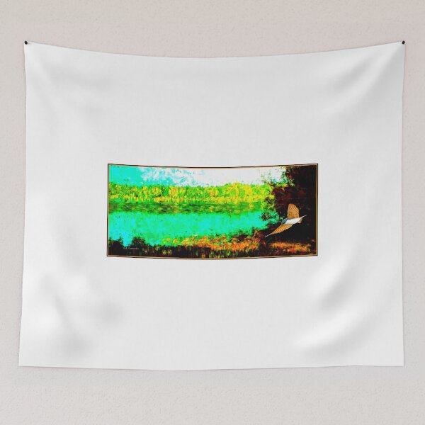 Item preview, Summer Afternoon in the Pennsylvania Pocono Mountains, Brady's Lake, Digital Illustration designed and sold by AMacGPhilly.