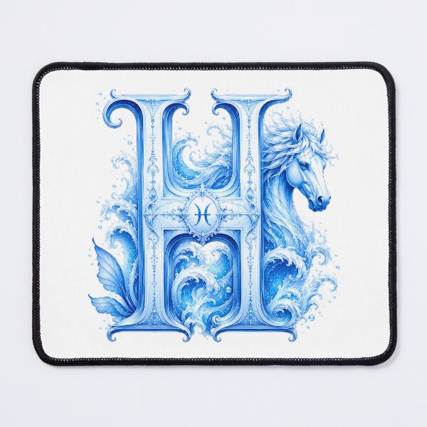 Item preview, Aqua Equus Horse-Pisces Letter H designed and sold by BlissBlvdShop.