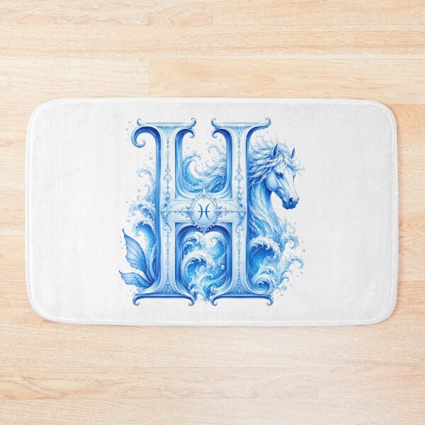 Item preview, Aqua Equus Horse-Pisces Letter H designed and sold by BlissBlvdShop.
