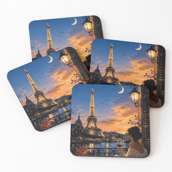 Item preview, Romantic Paris Sunset – Eiffel Tower Balcony View | 4K Ultra HD Digital Art Print designed and sold by  Mirai_Art  ⭐⭐⭐⭐.