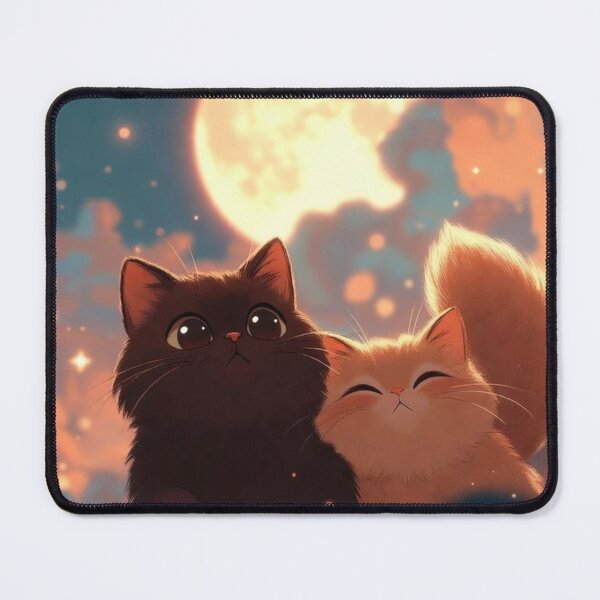 Item preview, Moonlit Kittens | Cute Cat Couple Under the Full Moon designed and sold by Jesus-istheway.
