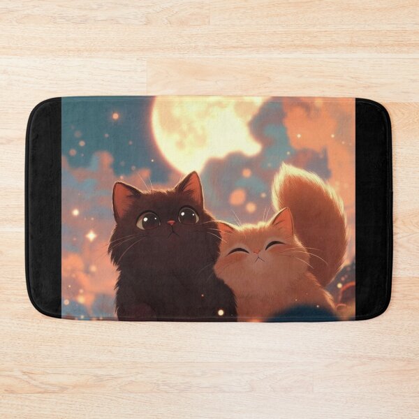 Item preview, Moonlit Kittens | Cute Cat Couple Under the Full Moon designed and sold by Jesus-istheway.