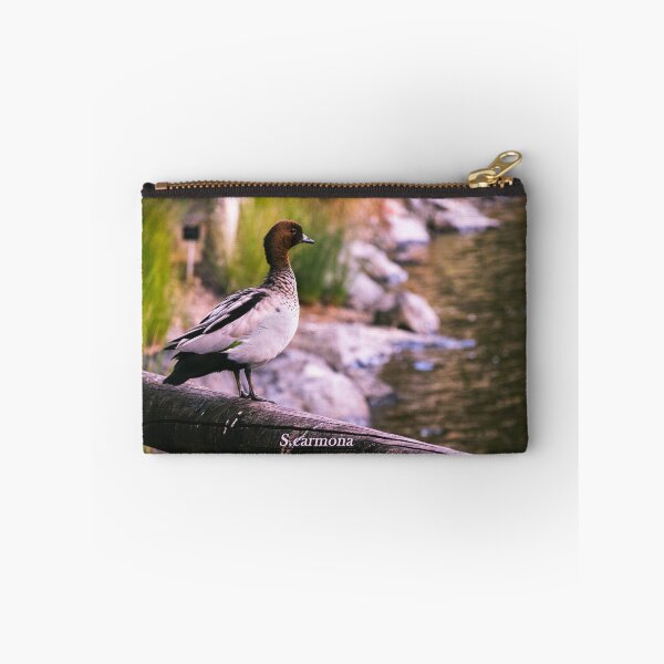 Item preview, Peaceful Duck on Wooden Fence River Landscape Art - Queensland designed and sold by AuraInkSC.