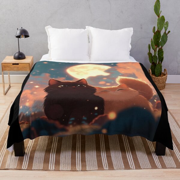 Item preview, Moonlit Kittens | Cute Cat Couple Under the Full Moon designed and sold by Jesus-istheway.