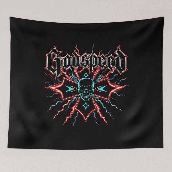 Item preview, Godspeed Neon Skull Cross – Gothic Electric Emblem designed and sold by bakazel.