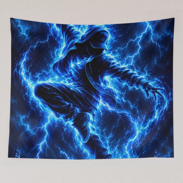 Item preview, Electric Storm Dancer ’Blue Lightning Urban Energy Art designed and sold by aminz4.