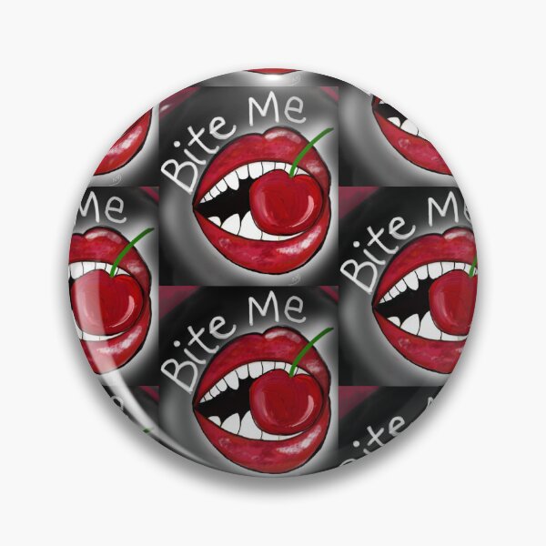 Item preview, Vampire Biting Cherry “Bite Me” designed and sold by MareMadeIt.