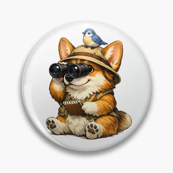 Item preview, Corgi Birdwatching Adventure – Curious Explorer Dog with Binoculars designed and sold by builtforyou.