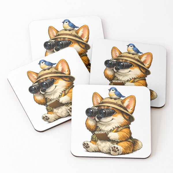 Item preview, Corgi Birdwatching Adventure – Curious Explorer Dog with Binoculars designed and sold by builtforyou.