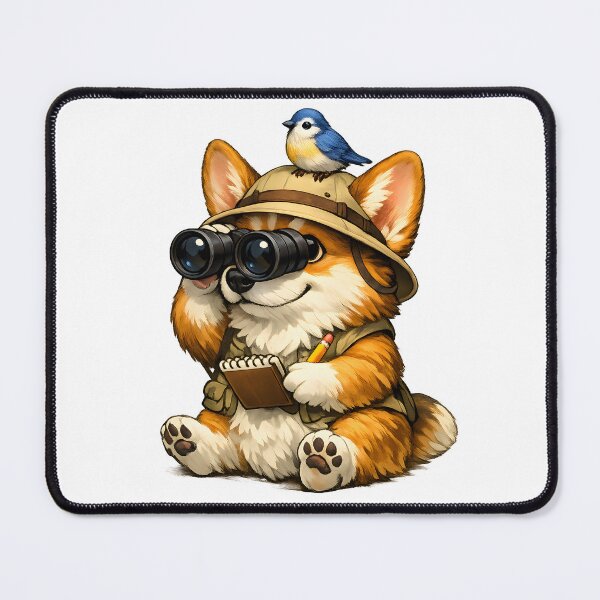 Item preview, Corgi Birdwatching Adventure – Curious Explorer Dog with Binoculars designed and sold by builtforyou.