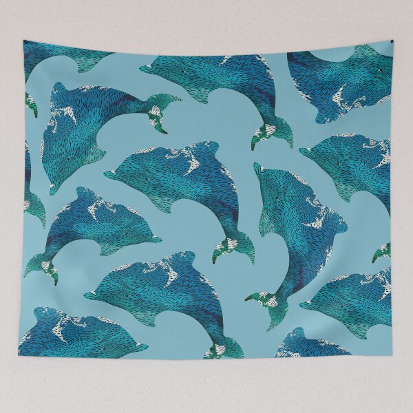 Item preview, Blue Bottlenose Dolphin Ocean Waves designed and sold by Karin Taylor.