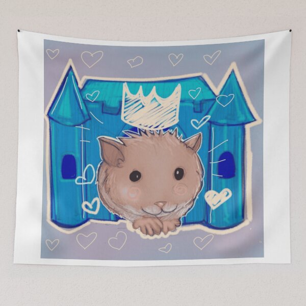 Item preview, Cute Hamster King with Crown and Blue Castle Illustration designed and sold by GloomWild.