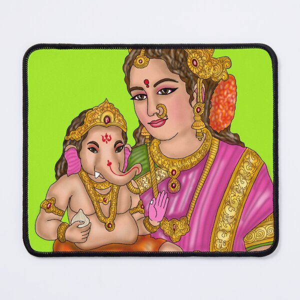 Item preview, Ganesha and Parvati Artwork | Divine Mother and Son Hindu Digital Illustration designed and sold by Harshit_Digital_Arts.