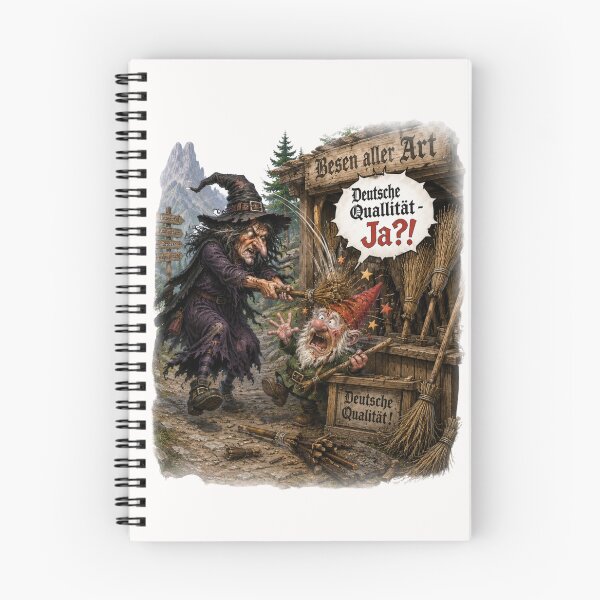 Item preview, Deutsche Qualität?! Angry Witch vs Gnome Broom Seller Funny German Humor designed and sold by Alpine-Ink.