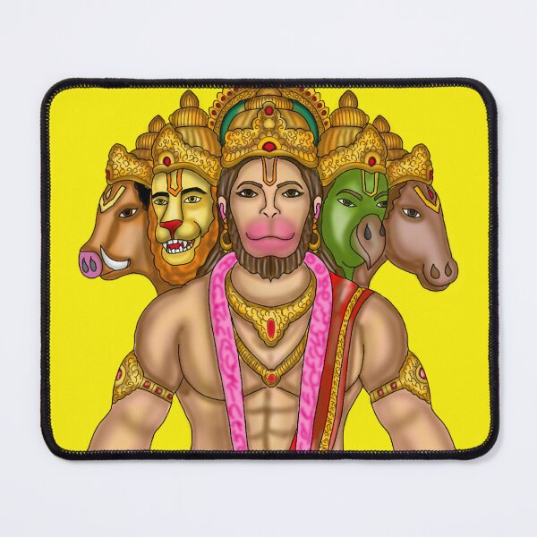 Item preview, Panchmukhi Hanuman Artwork | Divine Five-Faced Hanuman Digital Painting designed and sold by Harshit_Digital_Arts.