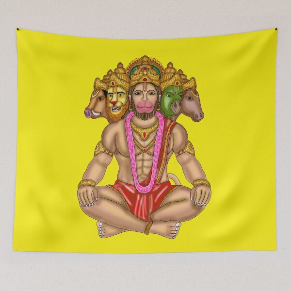 Item preview, Panchmukhi Hanuman Artwork | Divine Five-Faced Hanuman Digital Painting designed and sold by Harshit_Digital_Arts.