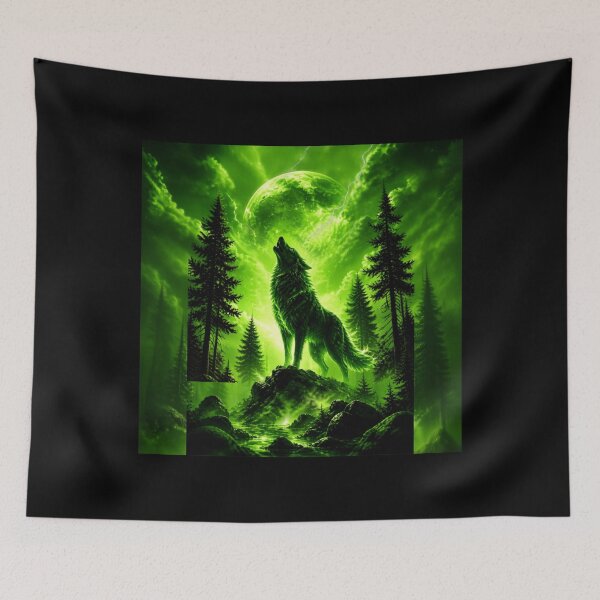 Item preview, Neon Green Wolf | Futuristic Wild Animal Glow Art | Cyber Fantasy Predator Design designed and sold by DervoTeck2767.