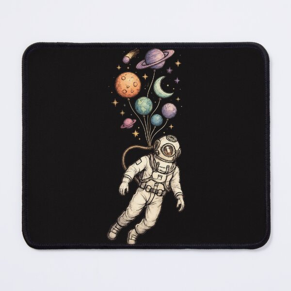 Item preview, Vintage Astronaut Floating with Planet Balloons Cosmic Space Art designed and sold by Andreza NativeHue Oficial.