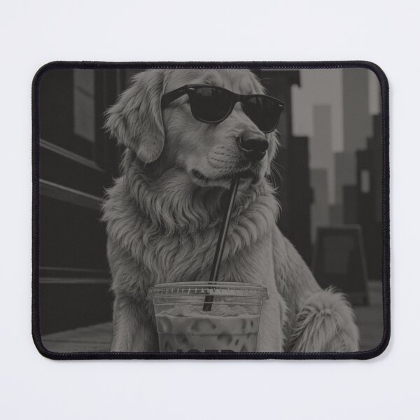 Item preview, Golden Retriever Drinking Iced Coffee With Cool Confidence designed and sold by FreshVibe Prints.