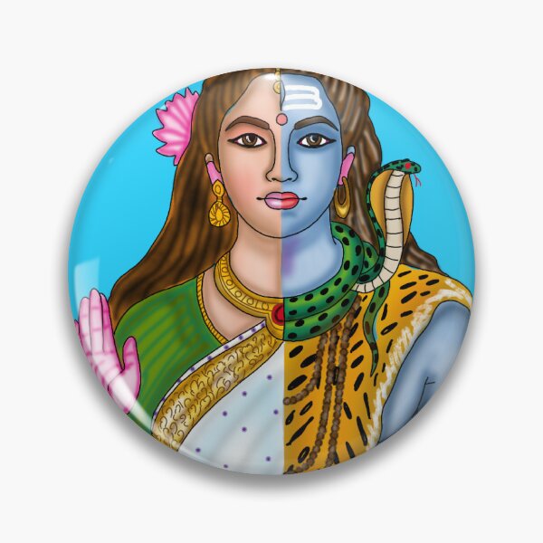 Item preview, Ardhanarishvara Artwork | Divine Shiva Shakti Digital Painting Illustration designed and sold by Harshit_Digital_Arts.