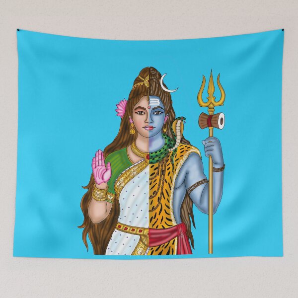 Item preview, Ardhanarishvara Artwork | Divine Shiva Shakti Digital Painting Illustration designed and sold by Harshit_Digital_Arts.