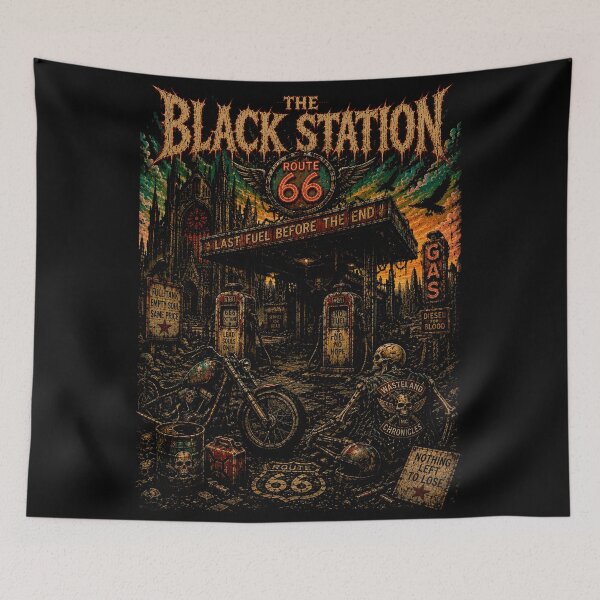 Item preview, THE BLACK STATION | Vintage Heavy Metal T-Shirt | The Wasteland Chronicles | RetroCrypt Studio designed and sold by RetroCrypt Studio.