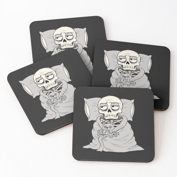 Item preview, Funny Exhausted Skeleton In Bed Insomnia Relatable Meme designed and sold by Cipher & Soul.