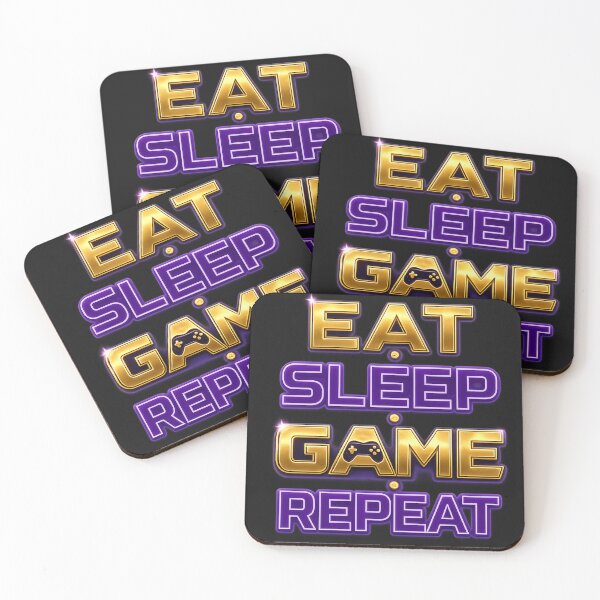 Item preview, Eat • Sleep • Game • Repeat | Neon Purple & Gold Gamer Typography designed and sold by I Sell Stuff.