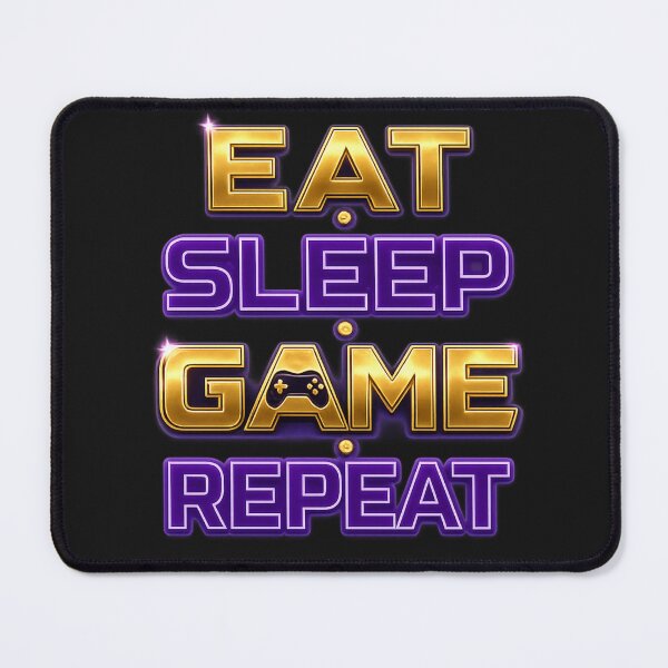 Item preview, Eat • Sleep • Game • Repeat | Neon Purple & Gold Gamer Typography designed and sold by I Sell Stuff.