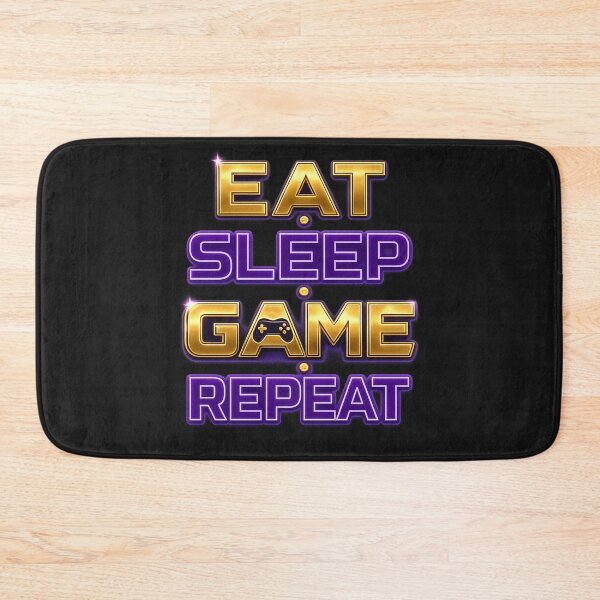 Item preview, Eat • Sleep • Game • Repeat | Neon Purple & Gold Gamer Typography designed and sold by I Sell Stuff.