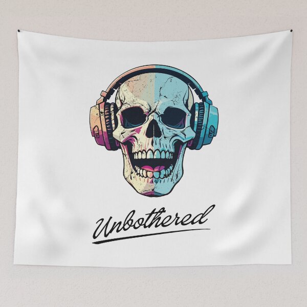 Item preview, Unbothered Skull and Headphones designed and sold by threadsjam.
