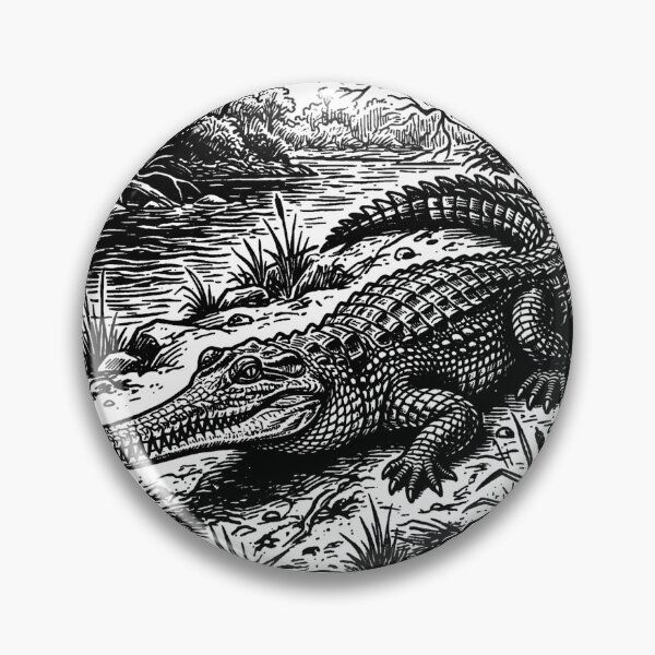Item preview, Vintage Woodcut Gharial Illustration designed and sold by DuckOddity.